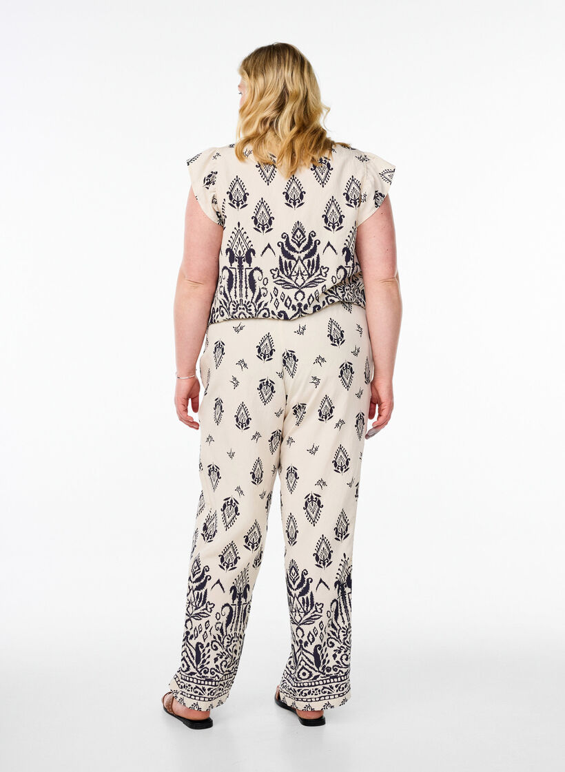 Losse broek met print en hoge taille, Birch Black AOP, Model