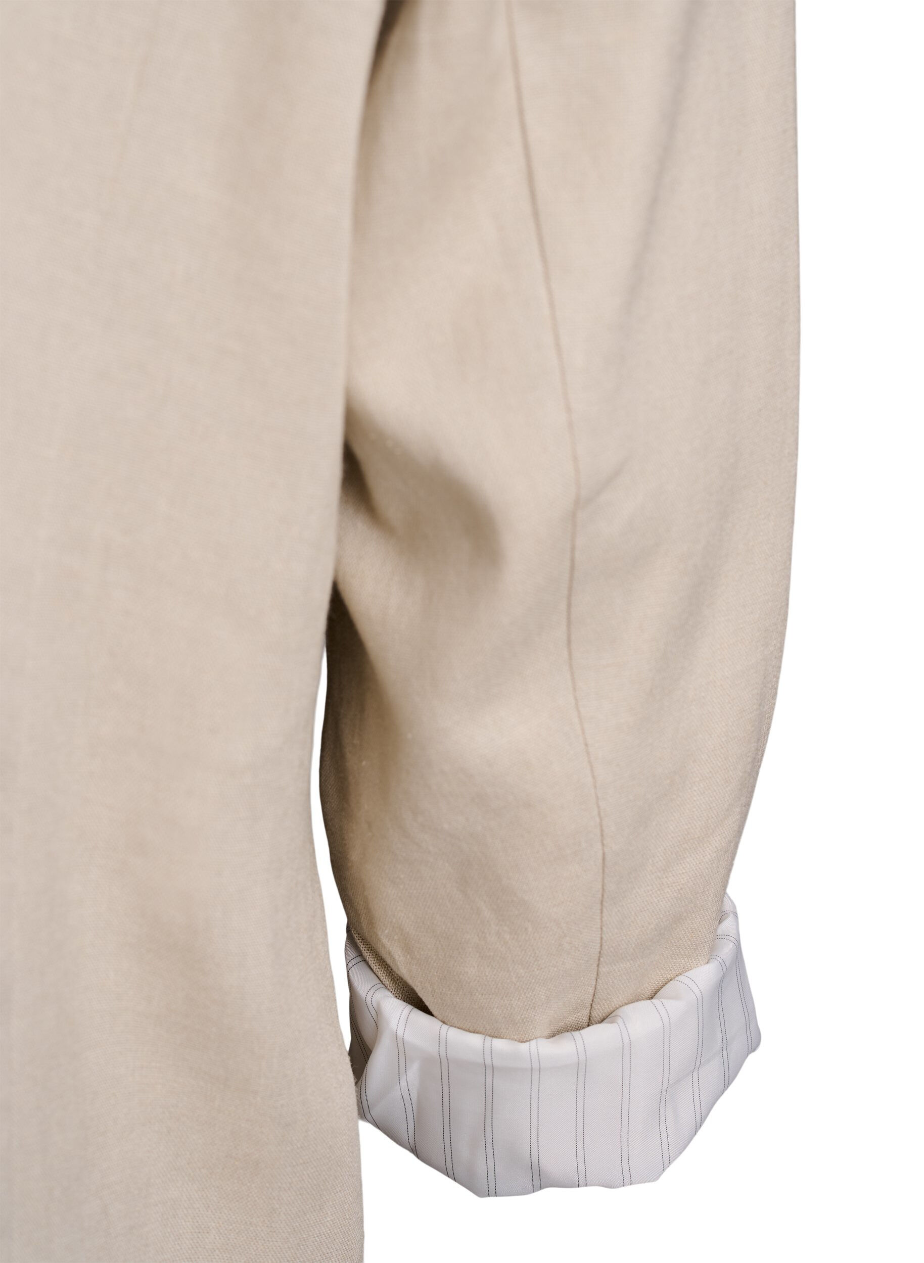 ZizziBlazer in linnen en viscose met revers en zakken, Beige, Packshot image number 3