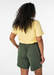 T-shirt van biologisch katoen met open broderie, Geel, Model image number 2