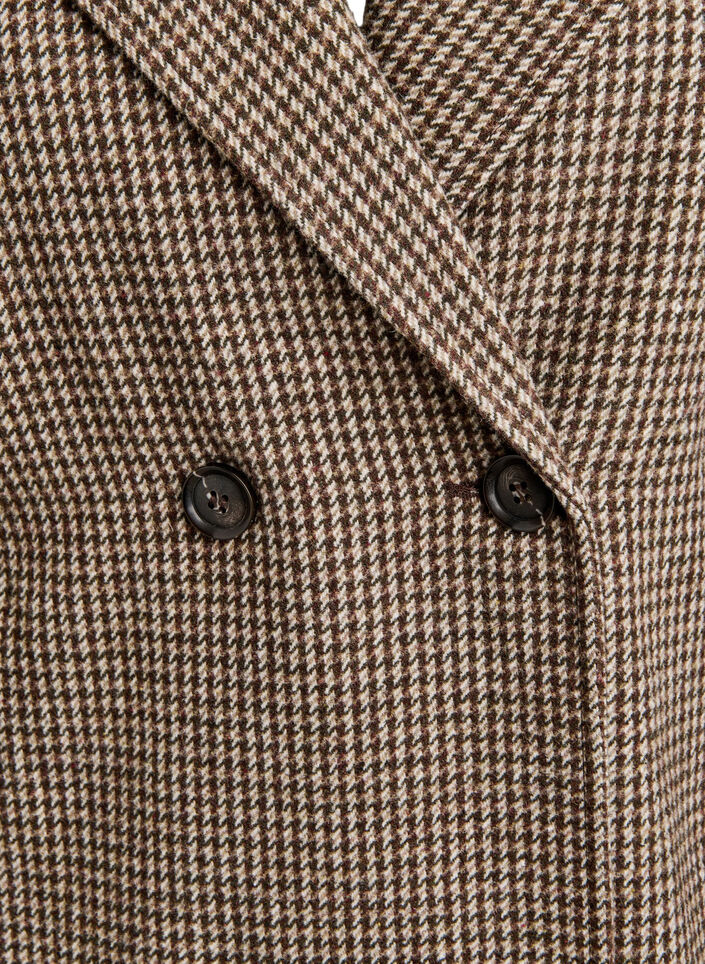 Korte blazer met dubbele rij knopen, Brown Check , Packshot