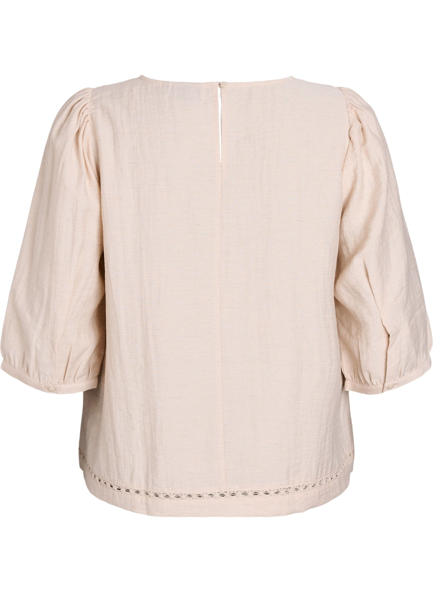 ZizziViscosemix blouse met linnen en geplooide schouders, Oranje, Packshot image number 1