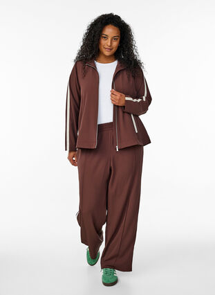 ZizziTrackjack met sportieve details en ritssluiting, Deep Mahogany, Model image number 2