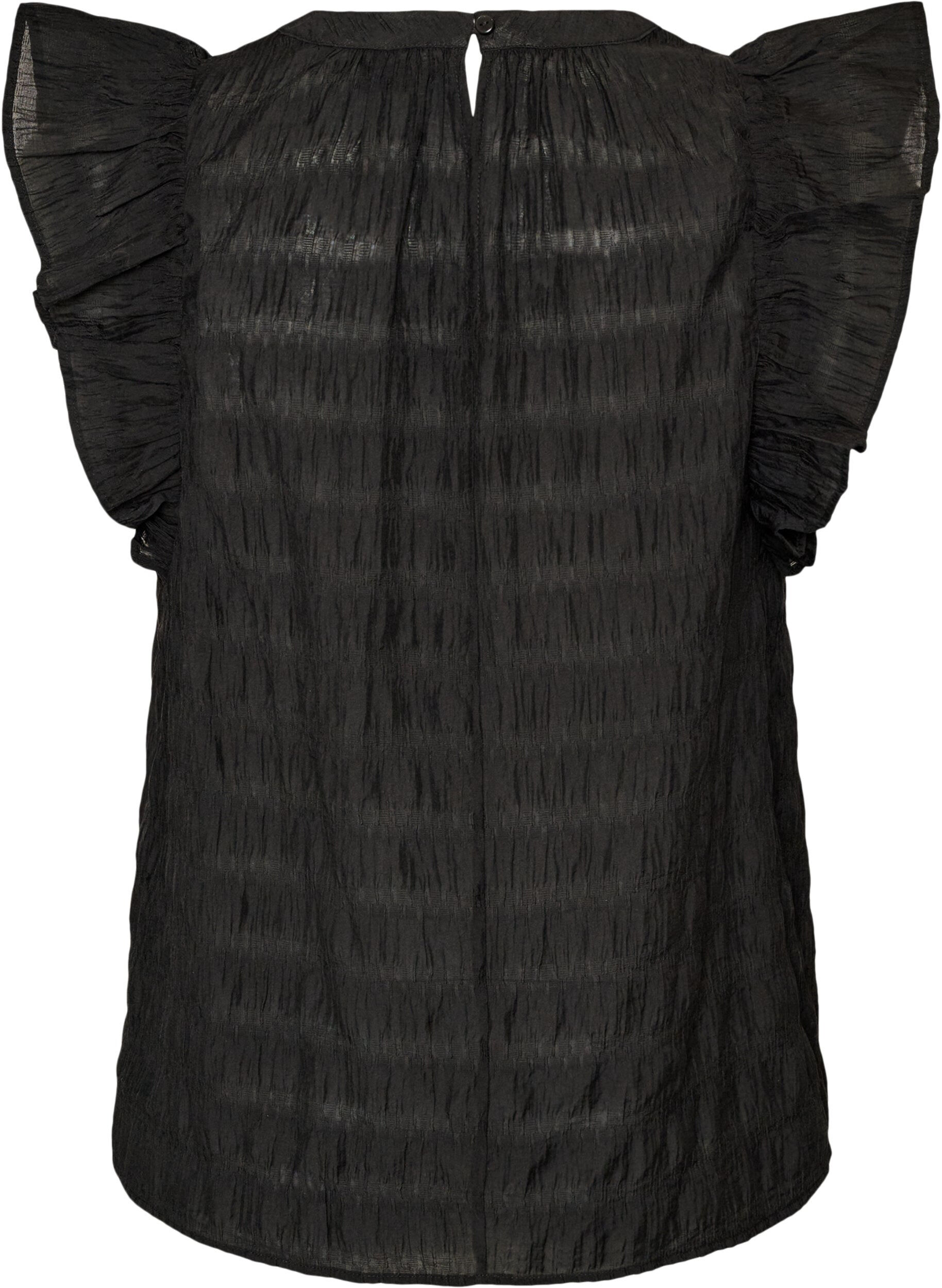 ZizziBlouse met textuur en ruches zonder mouwen, Zwart, Packshot image number 1