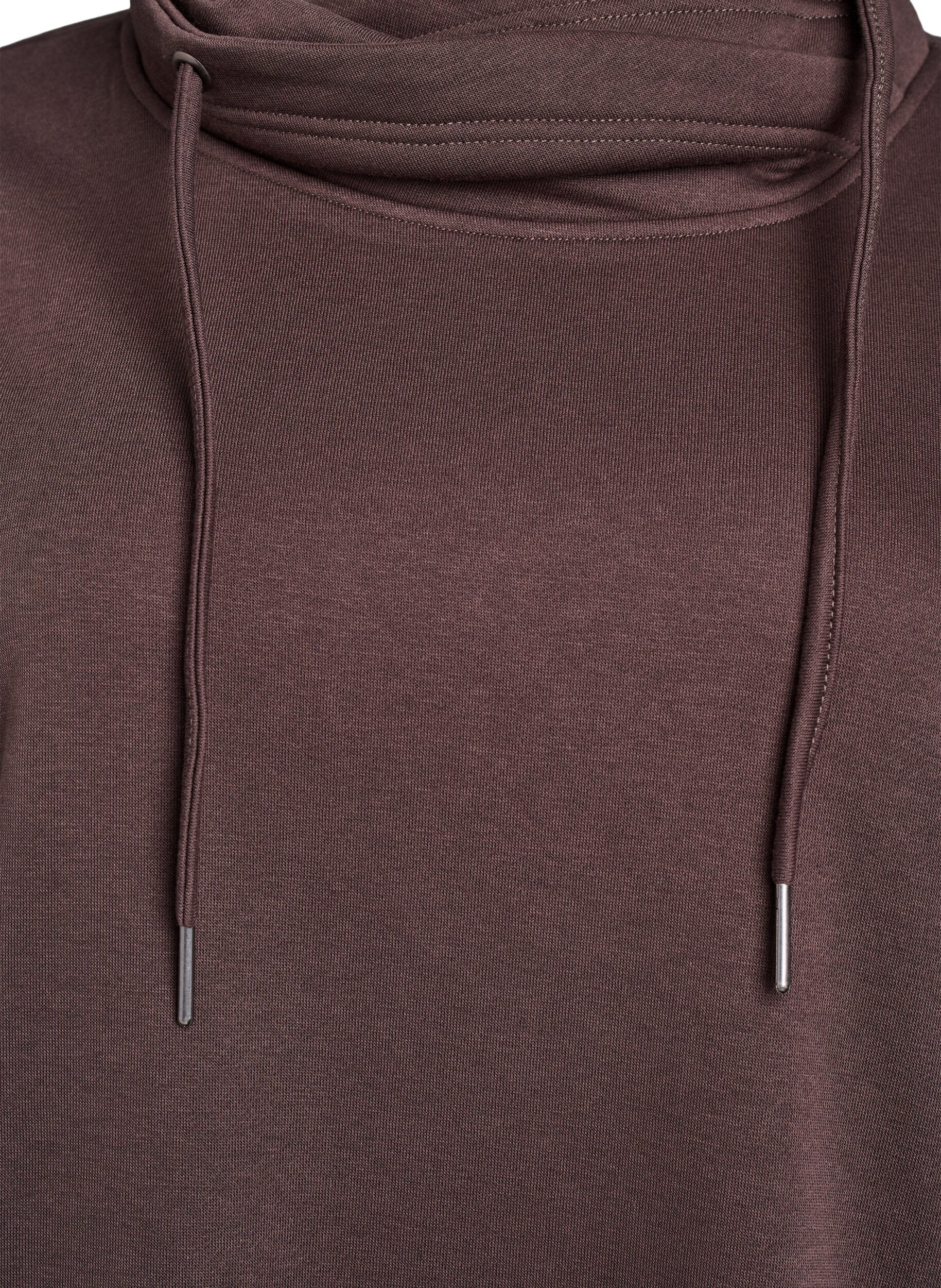 ZizziSweatshirt met hoge kraag en zakken, Bruin, Packshot image number 2