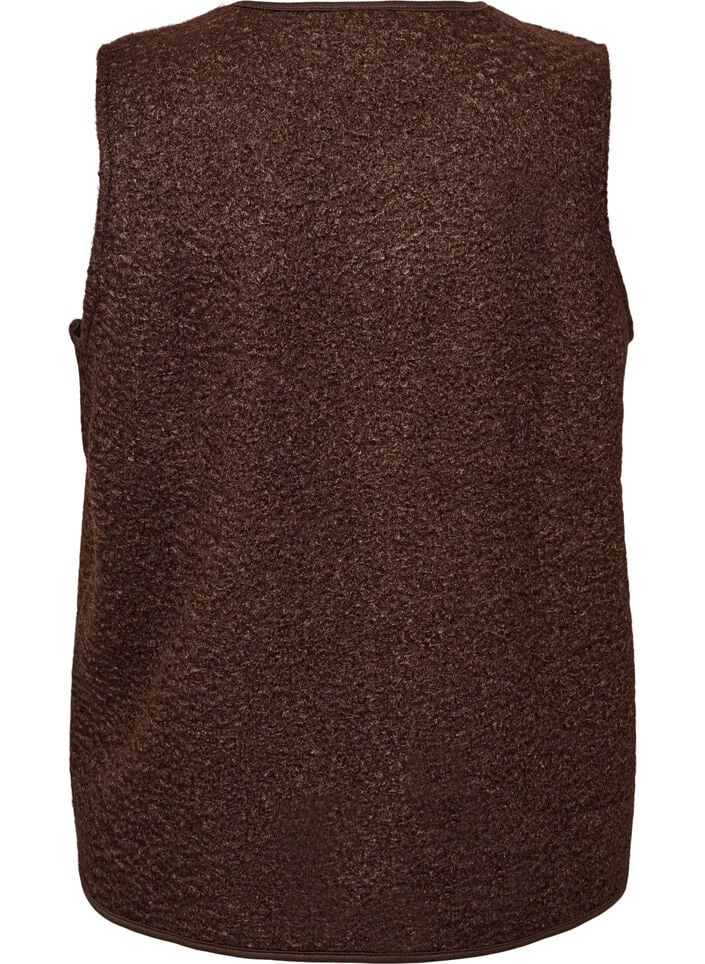 Fleecemouwloos vest met drukknoopjes en zijzakken, Bruin, Packshot image number 1