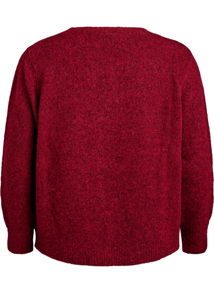 Cardigan met wol en alpaca en decoratieve knopen, Rood, Packshot image number 1
