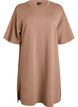 T-shirtjurk van jersey met zijsplitten, Bruin, Packshot image number 0