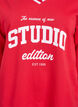 Sweatshirt met V-hals en tekstprint, Rood, Packshot image number 2