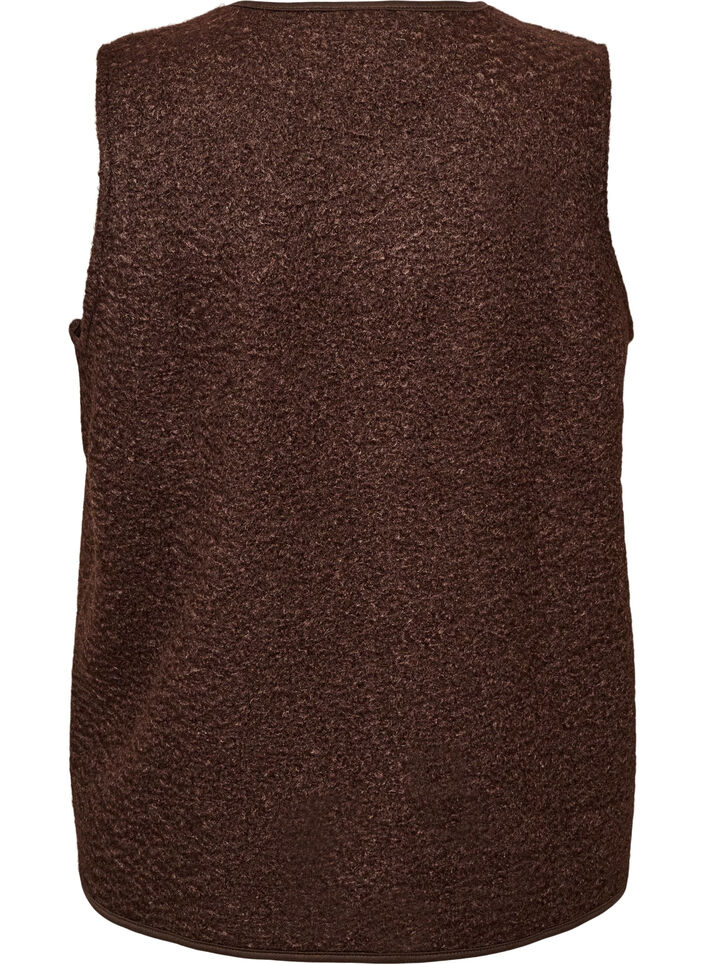 Fleecemouwloos vest met drukknoopjes en zijzakken, Bruin, Packshot image number 1