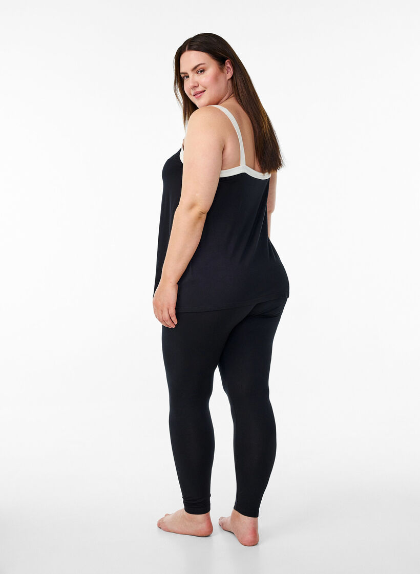 Enkellange leggings in viscose stof, Zwart, Model image number 1