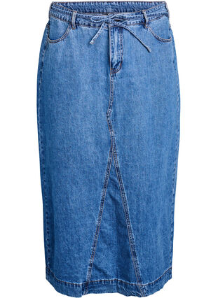 ZizziDenim maxirok met strikceintuur, Blue Denim, Packshot image number 0