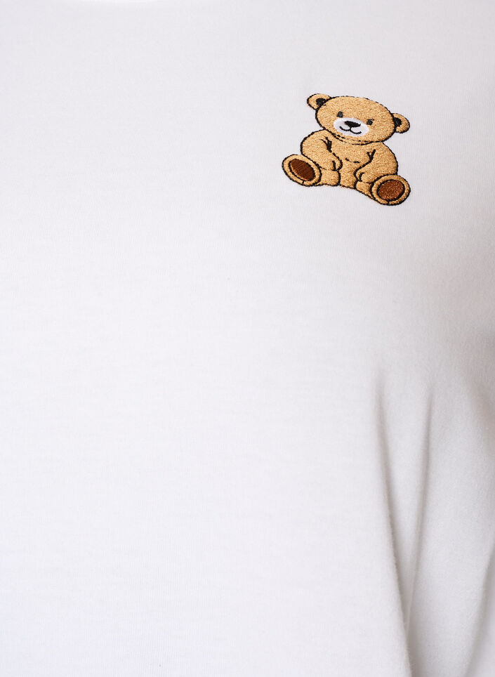 T-shirt van biologisch katoen met teddybeermotief, Wit, Packshot image number 2