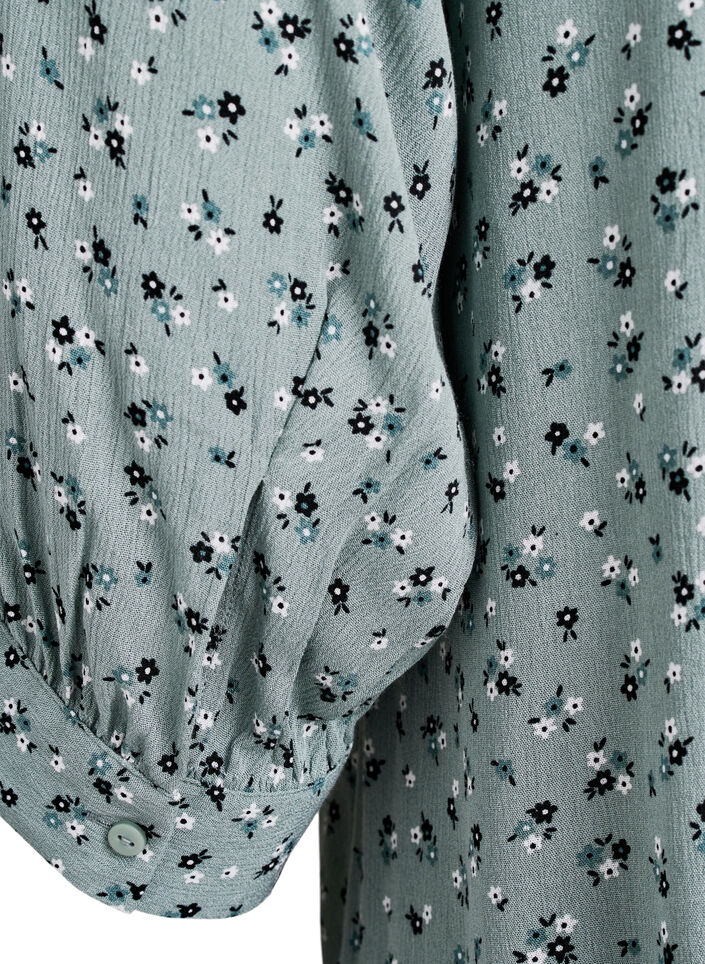 Tunic met bloemenprint en 3/4 mouwen, Groen, Packshot image number 3