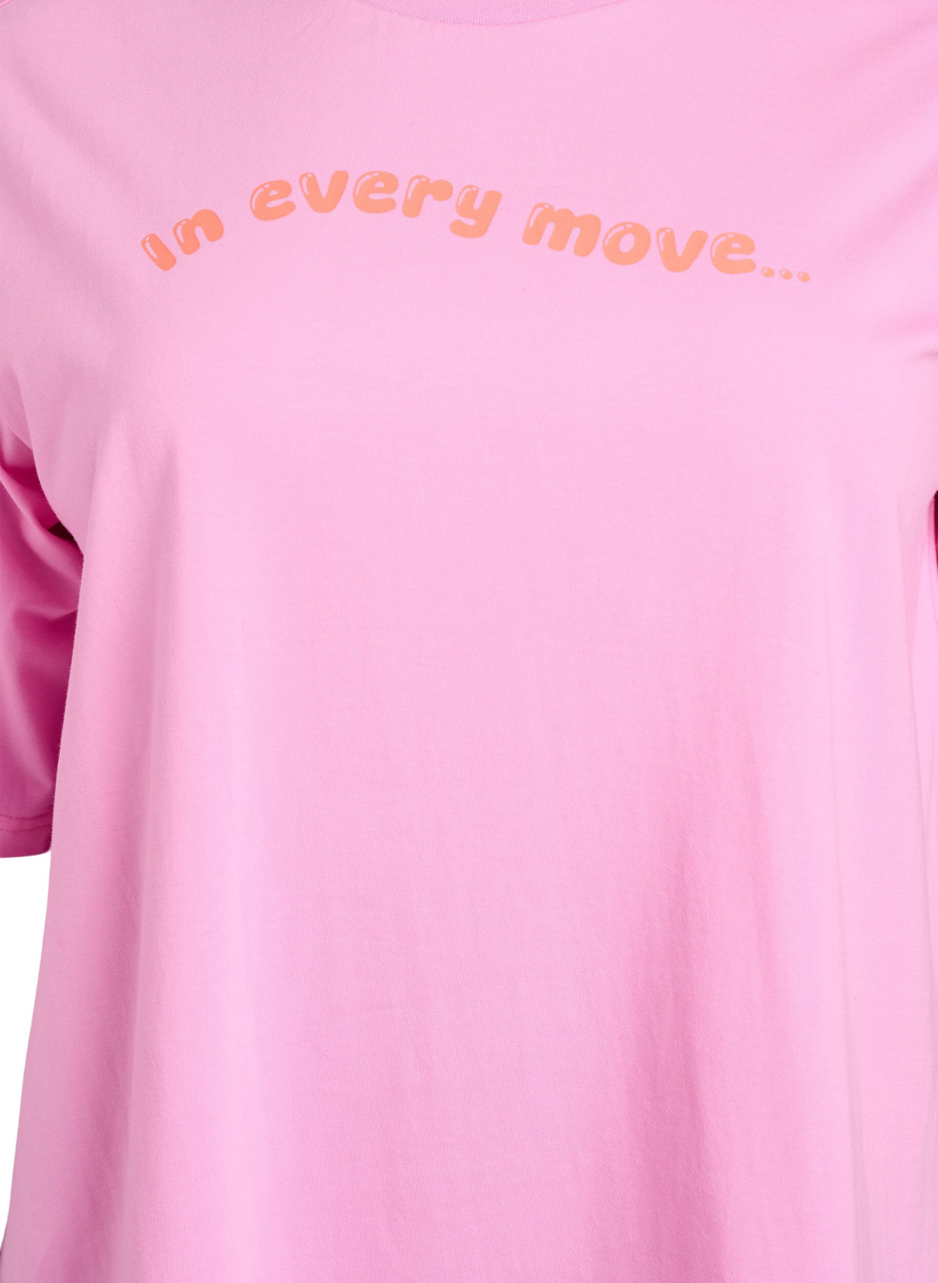 ZizziSportief T-shirt in biologisch katoen, Roze, Packshot image number 2