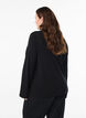 Gebreide blouse met col en knoopjes aan de zijkant, Zwart, Model image number 2