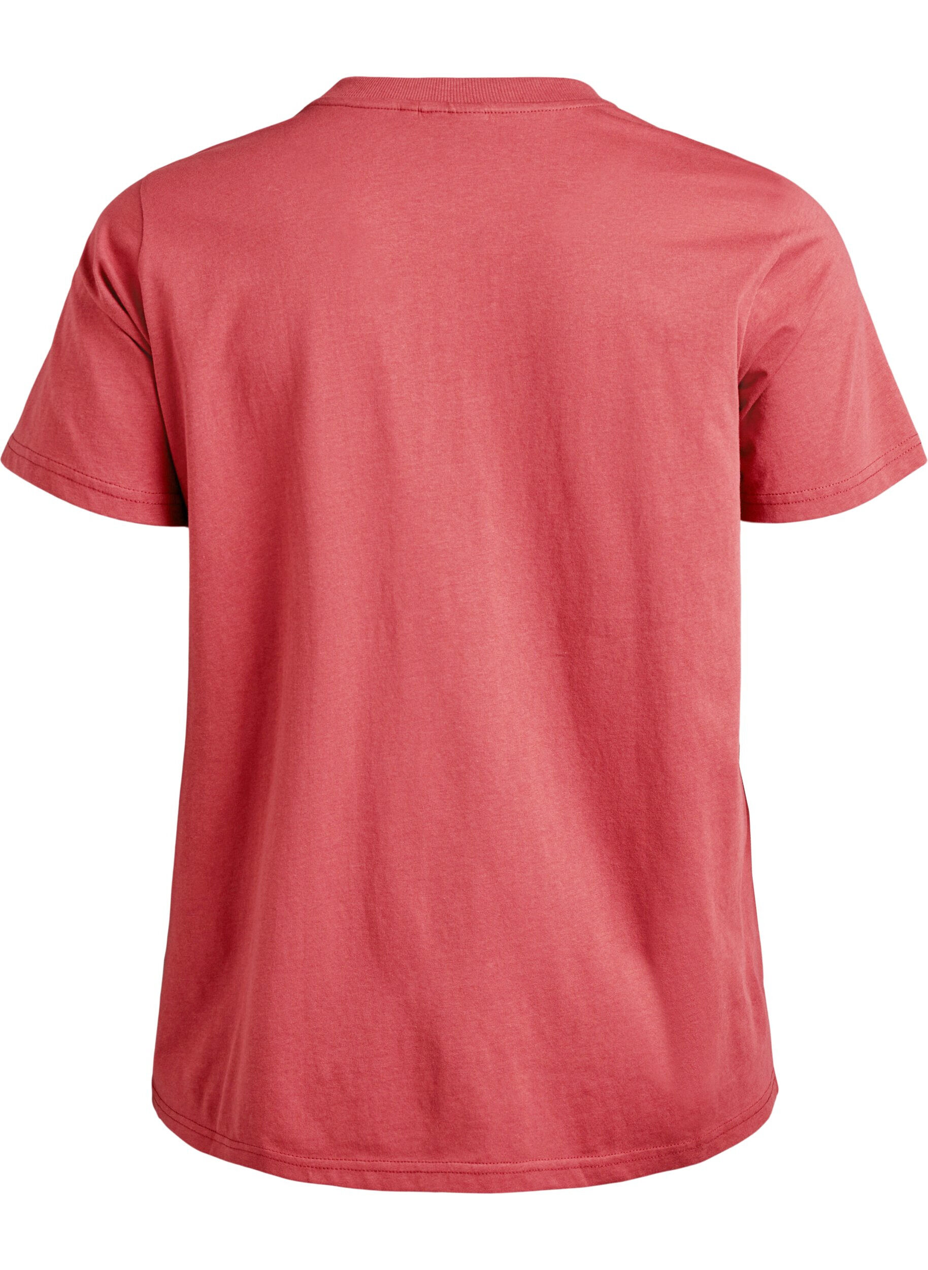 ZizziBasic katoenen T-shirt met ronde hals, Rood, Packshot image number 1