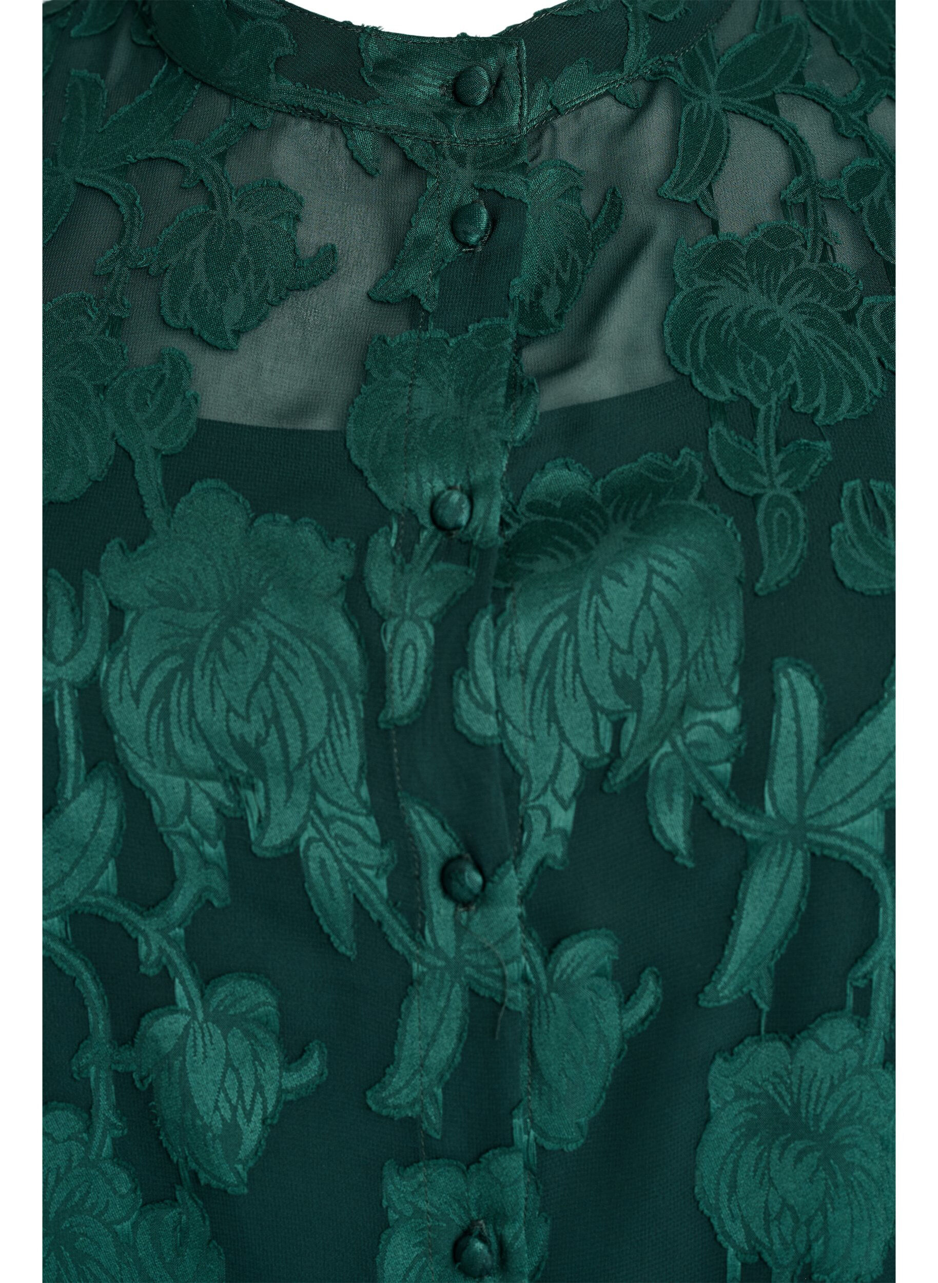ZizziBlouse met knoopjes en bloemenpatroon, Groen, Packshot image number 2