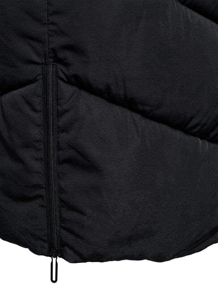 Lange pufferjas met capuchon en zakken, Black, Packshot