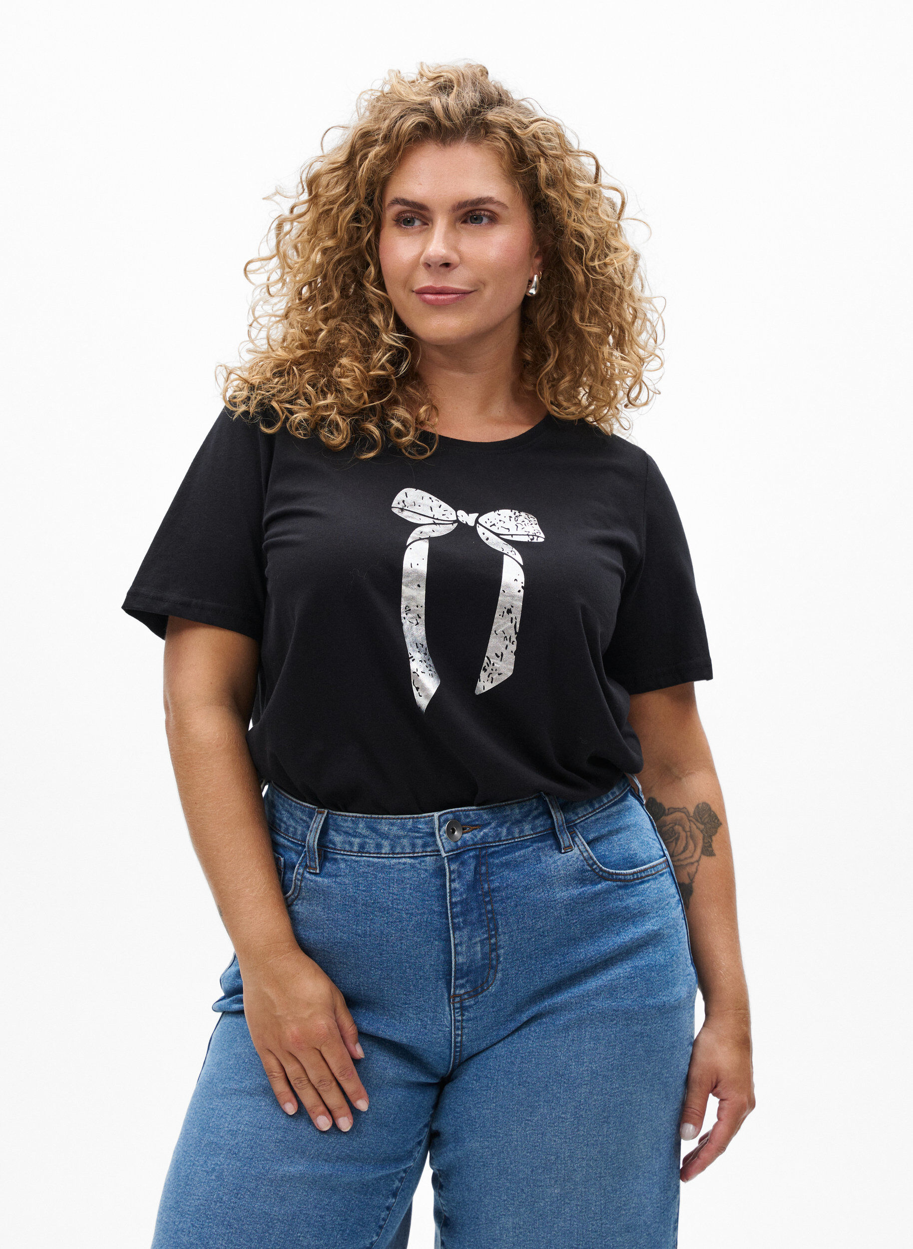 FLASH - T-shirt met print, Zwart, Model