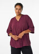 Shirtblouse met V-hals en 3/4 mouwen, Donker Bordeaux, Model image number 0