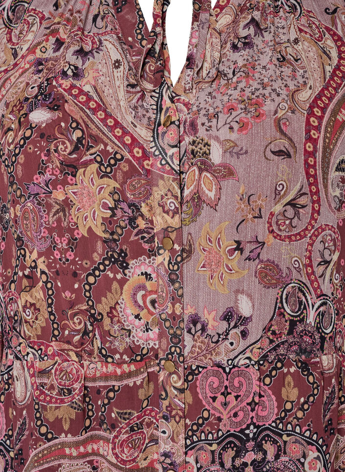 Midi-jurk met paisleyprint en elastische taille, Paars, Packshot image number 2