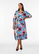 Midi-jurk met bloemenprint en 3/4 mouwen, Blauw, Model image number 1
