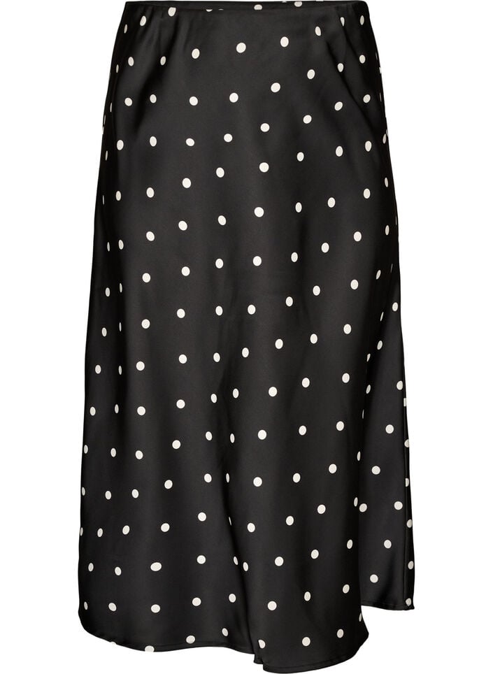 Satijnen midi rok, Zwart, Packshot image number 0