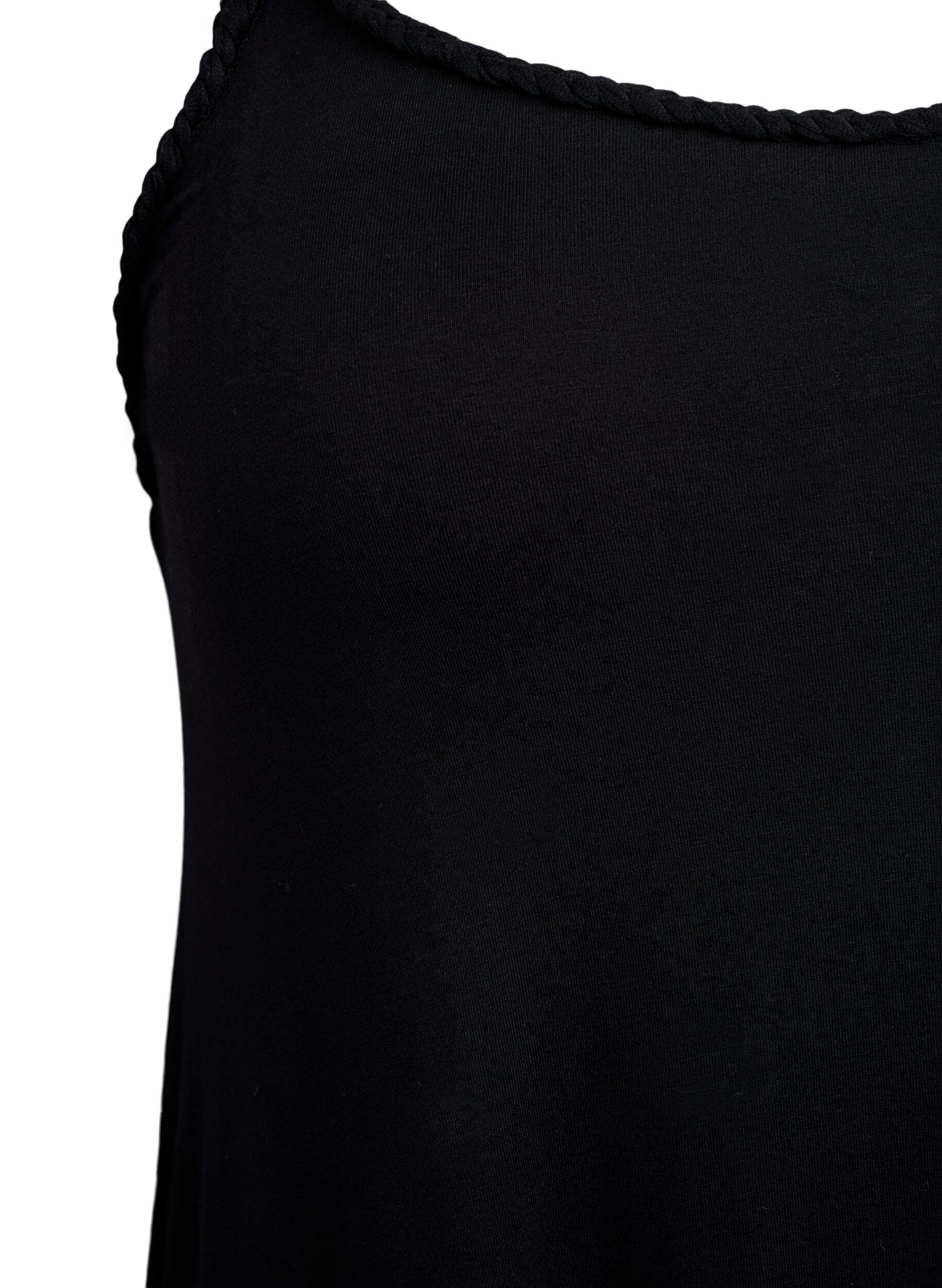 ZizziStrandjurk in viscose met gevlochten bandjes, Zwart, Packshot image number 2