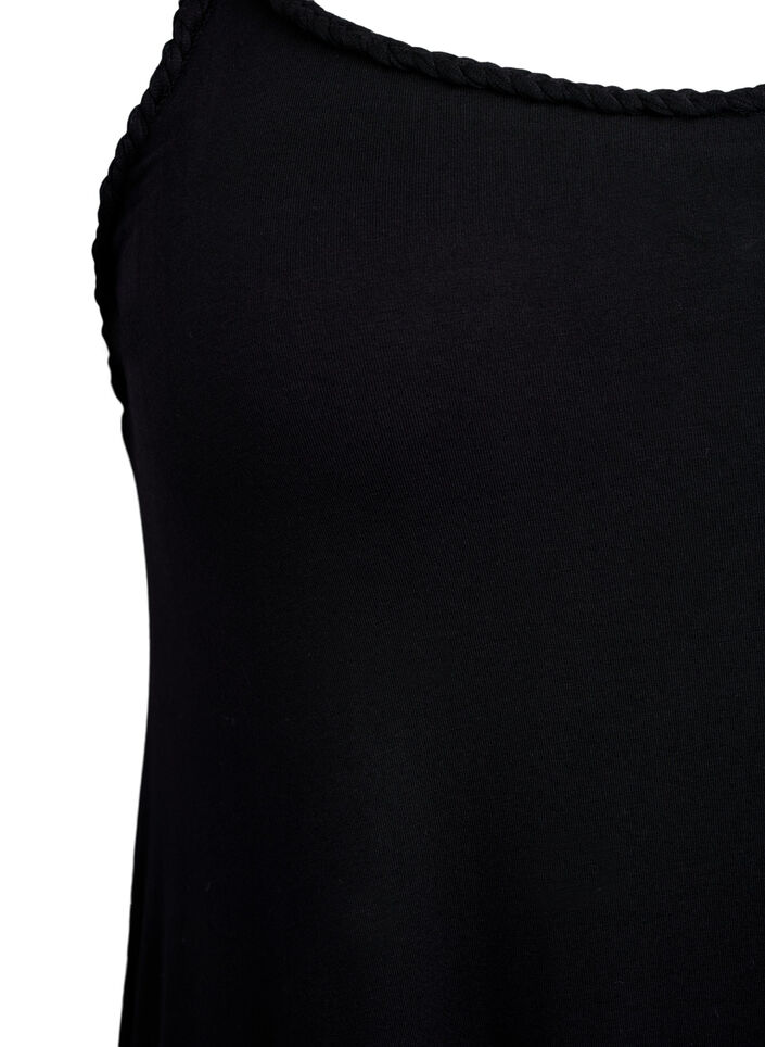 Strandjurk in viscose met gevlochten bandjes, Zwart, Packshot image number 2