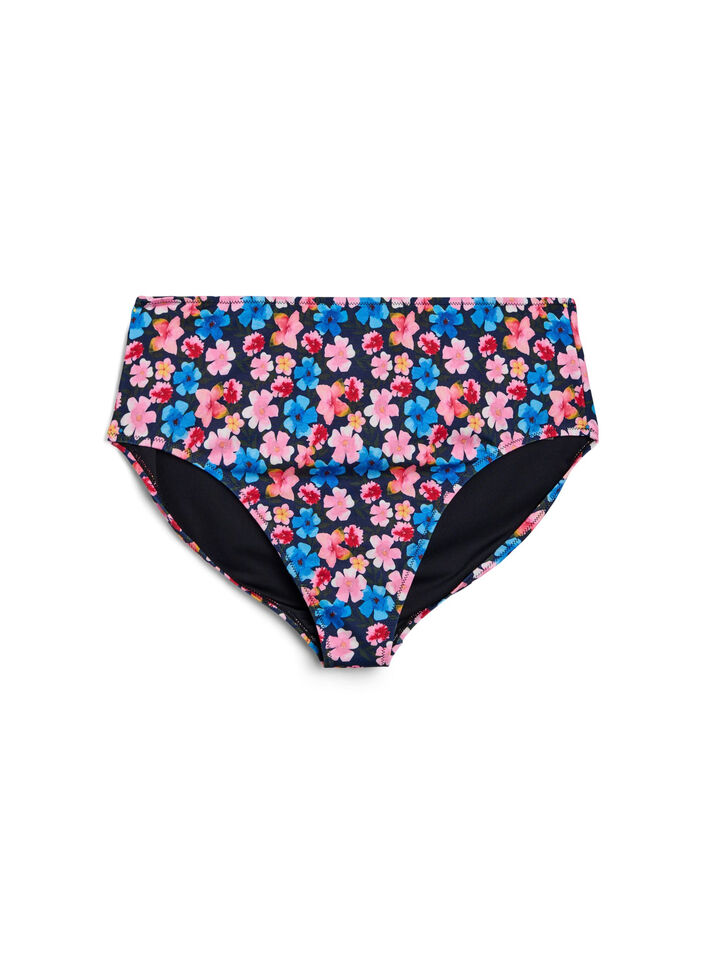 Hoog getailleerde bloemrijke bikini broekjes, Rood, Packshot image number 0