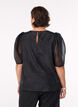 Party blouse in organza-look met stippen, Zwart, Model image number 2