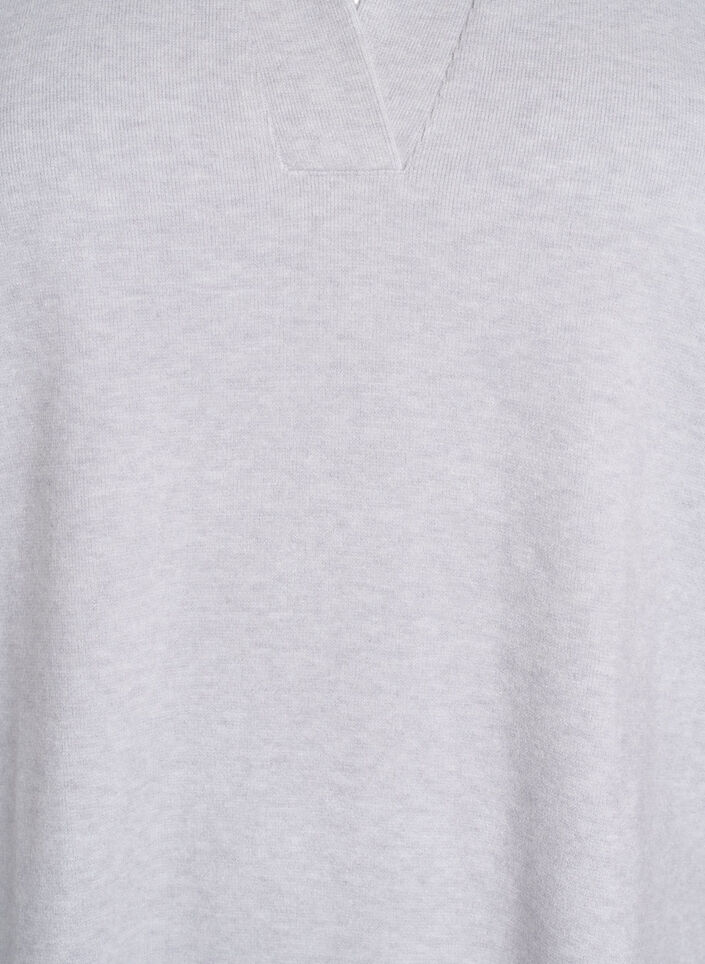 Jerseyblouse met kraag en korte mouwen, Grijs, Packshot image number 2