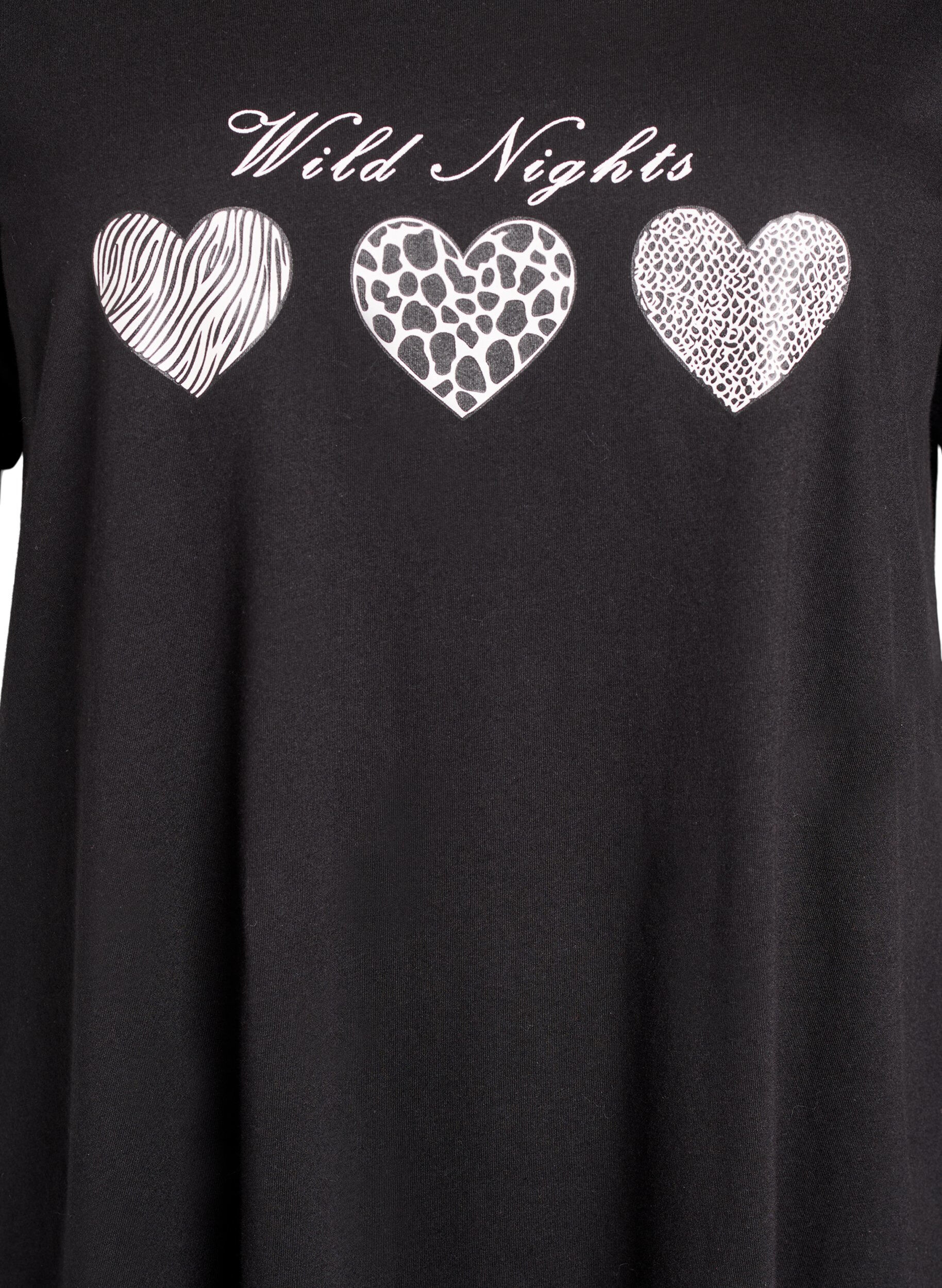 ZizziNachtjapon met korte mouwen van biologisch katoen, Zwart, Packshot image number 2