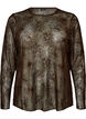 Mesh blouse met bloemen en pailletten, Bruin, Packshot image number 0