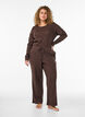 Organisch katoenen pyjamatop met oogjesborduurwerk, Bruin, Model image number 1