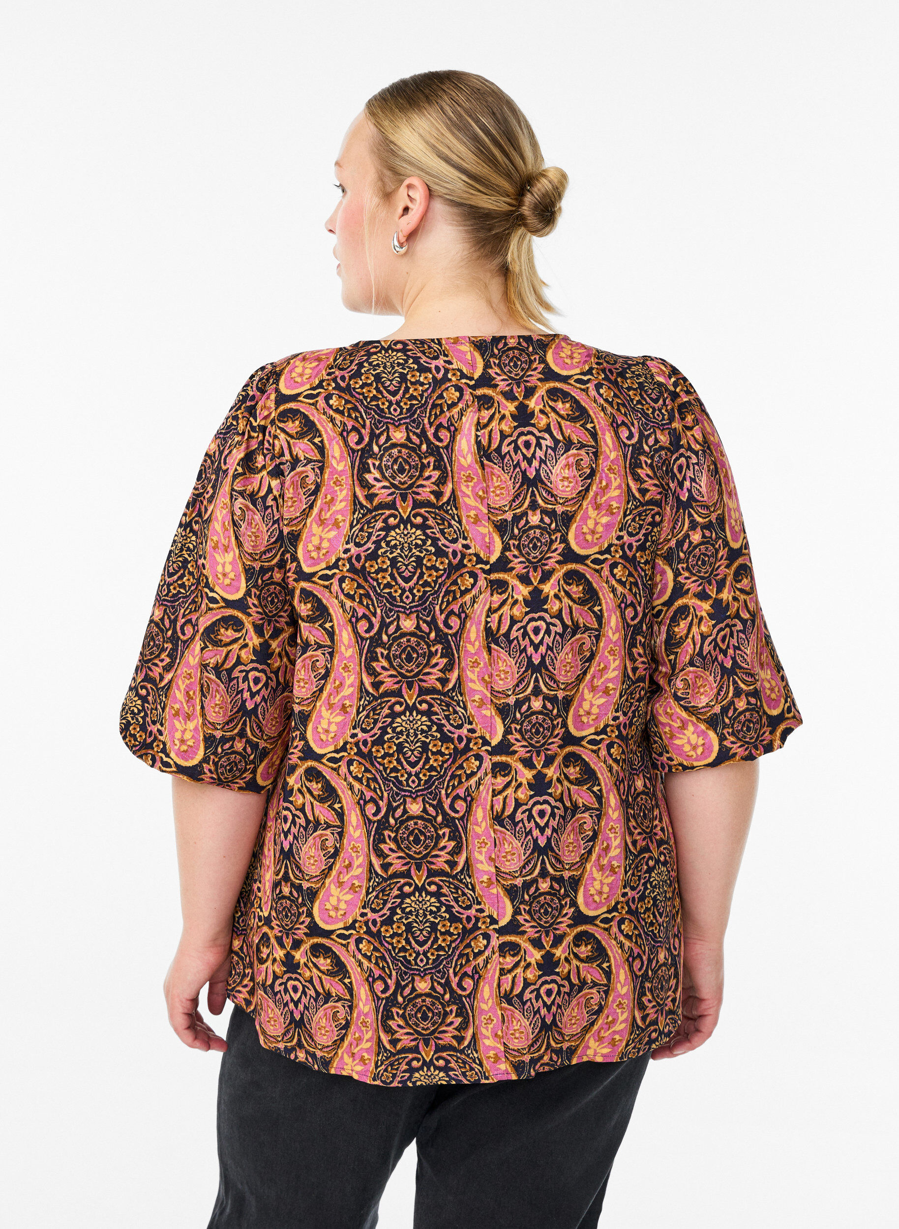 ZizziBlouse met paisley print en 3/4 mouwen, Blauw, Model image number 2
