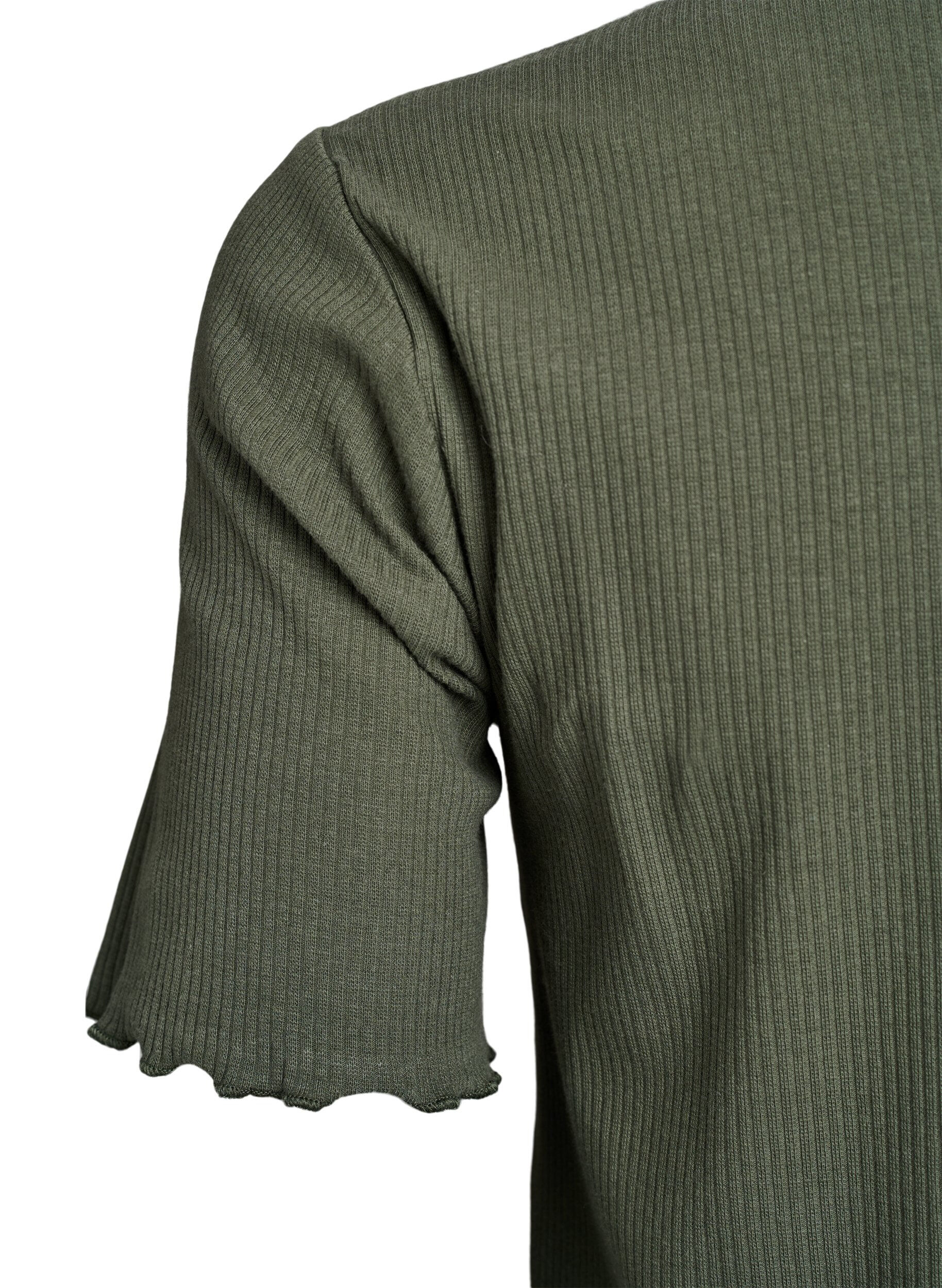 ZizziKnie-jurk van ribgebreide jersey in T-shirt stijl, Groen, Packshot image number 3