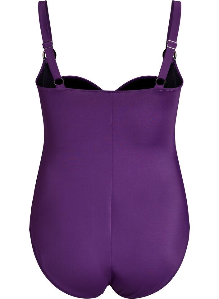 Gewatteerd badpak met draperie, Paars, Packshot image number 1