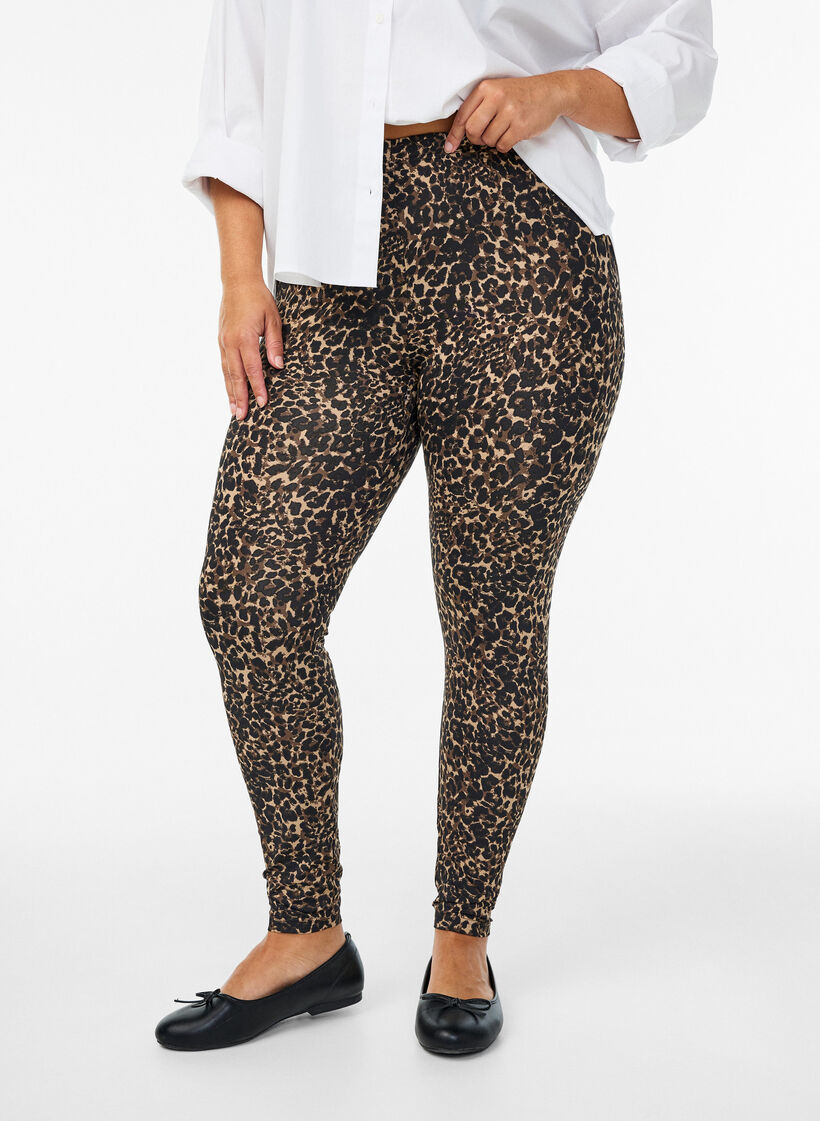 2-pack lange leggings met een normale taille, Zwart, Model image number 0