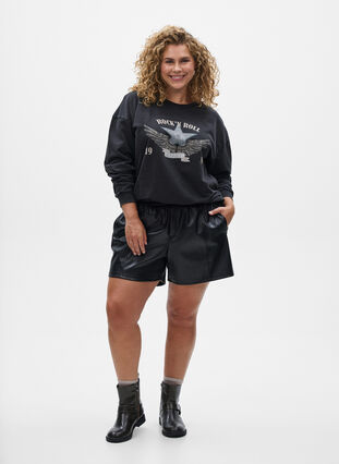ZizziGewassen sweatshirt met statementprint, Grey Acid Washed, Model image number 2