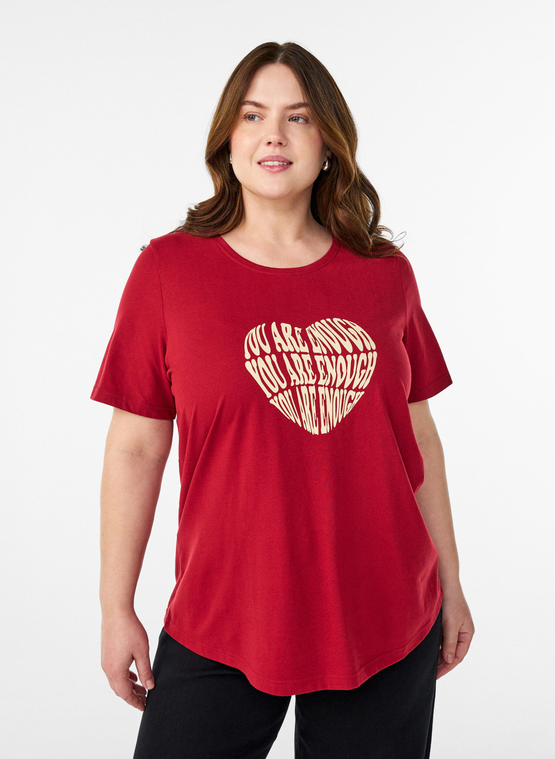 T-shirt met print, Rood, Model