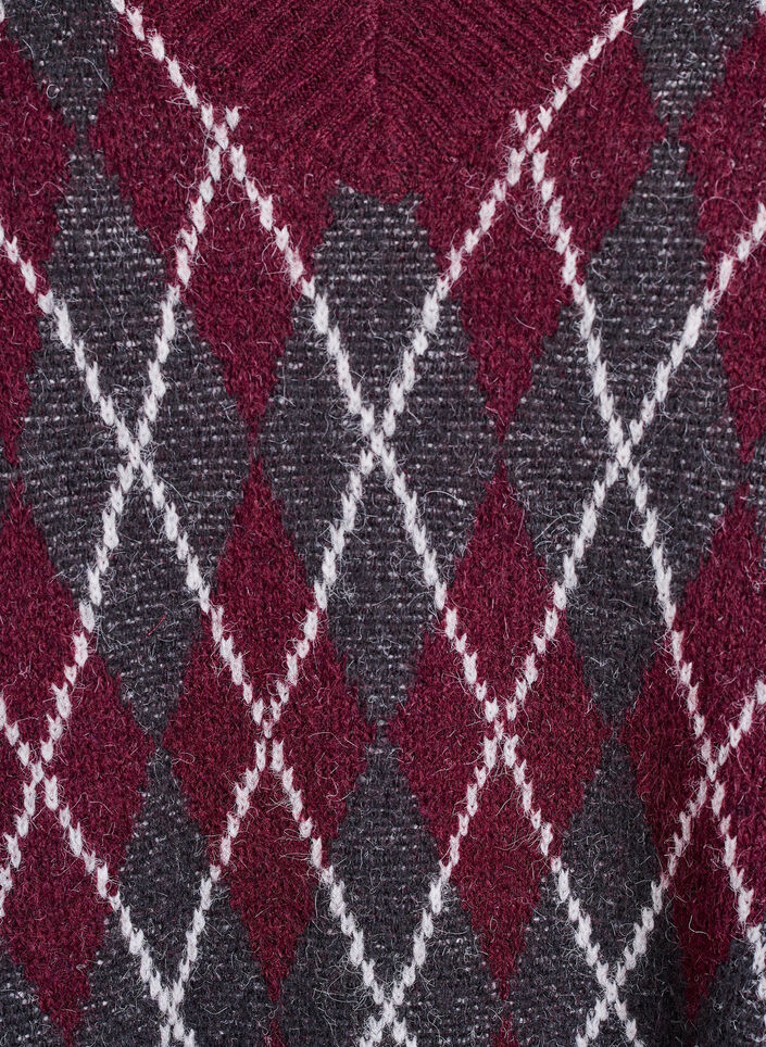 Gebreid vest met een V-hals en argyle patroon, Rood, Packshot image number 2