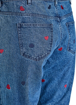 ZizziHigh waist Gemma jeans met geborduurde details, DB Hearts, Packshot image number 3