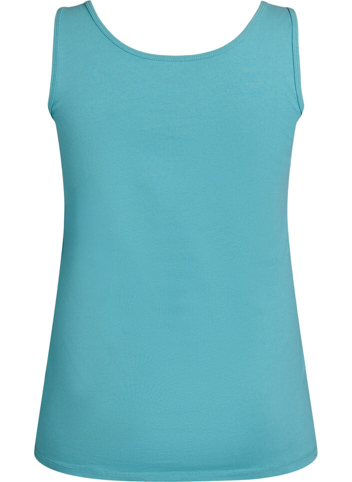 Solide kleur basis top in katoen, Blauw, Packshot image number 1