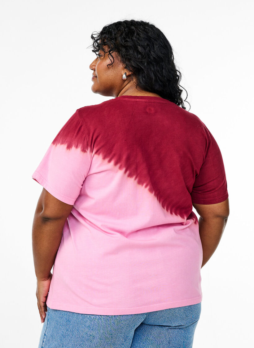 Dip-dye T-shirt van biologisch katoen, Rood, Model image number 2