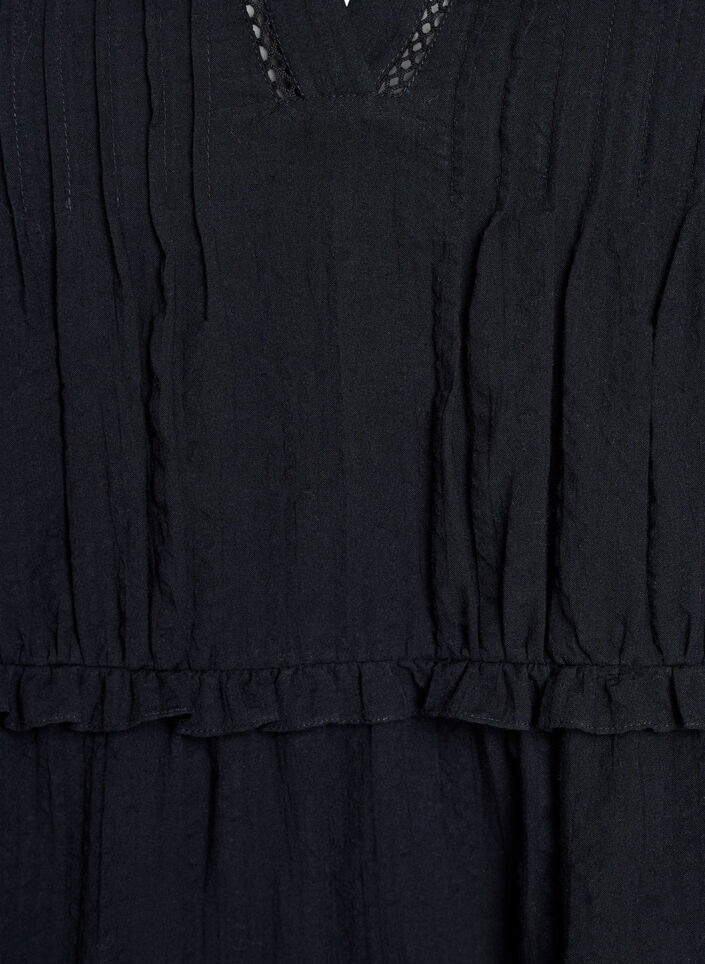 A-vormige tuniek met ruches, Zwart, Packshot image number 2