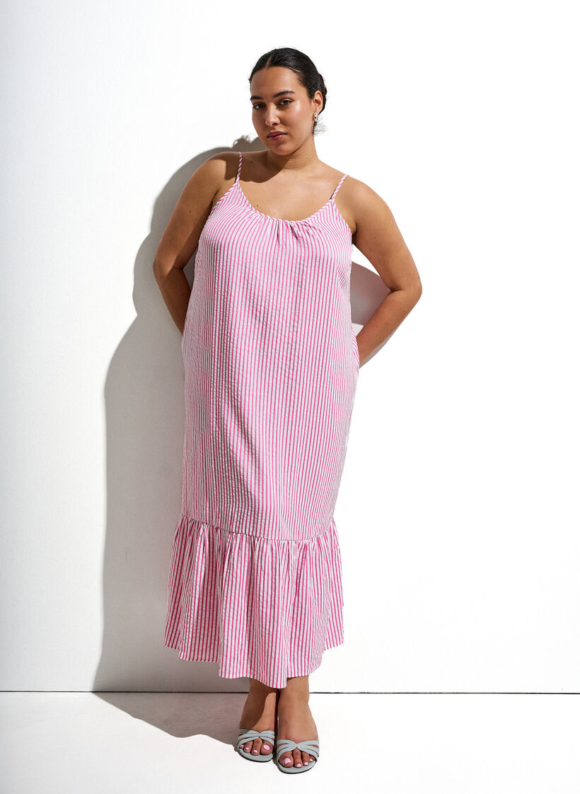 Zomerjurk met strepen en A-lijn pasvorm, Roze, Image image number 0