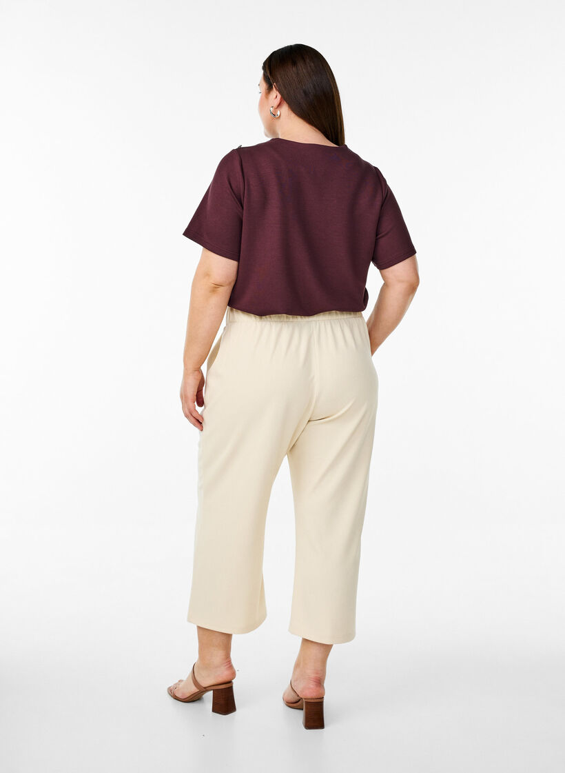 7/8 broek met losse pasvorm, Beige, Model image number 1