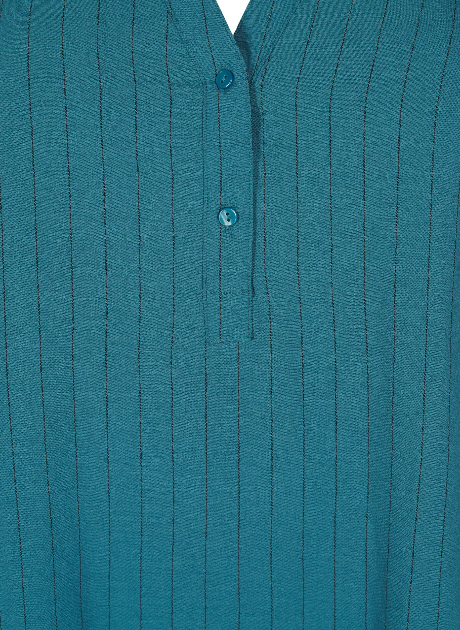 ZizziFLASH - Streepjes overhemdblouse, Groen, Packshot image number 2