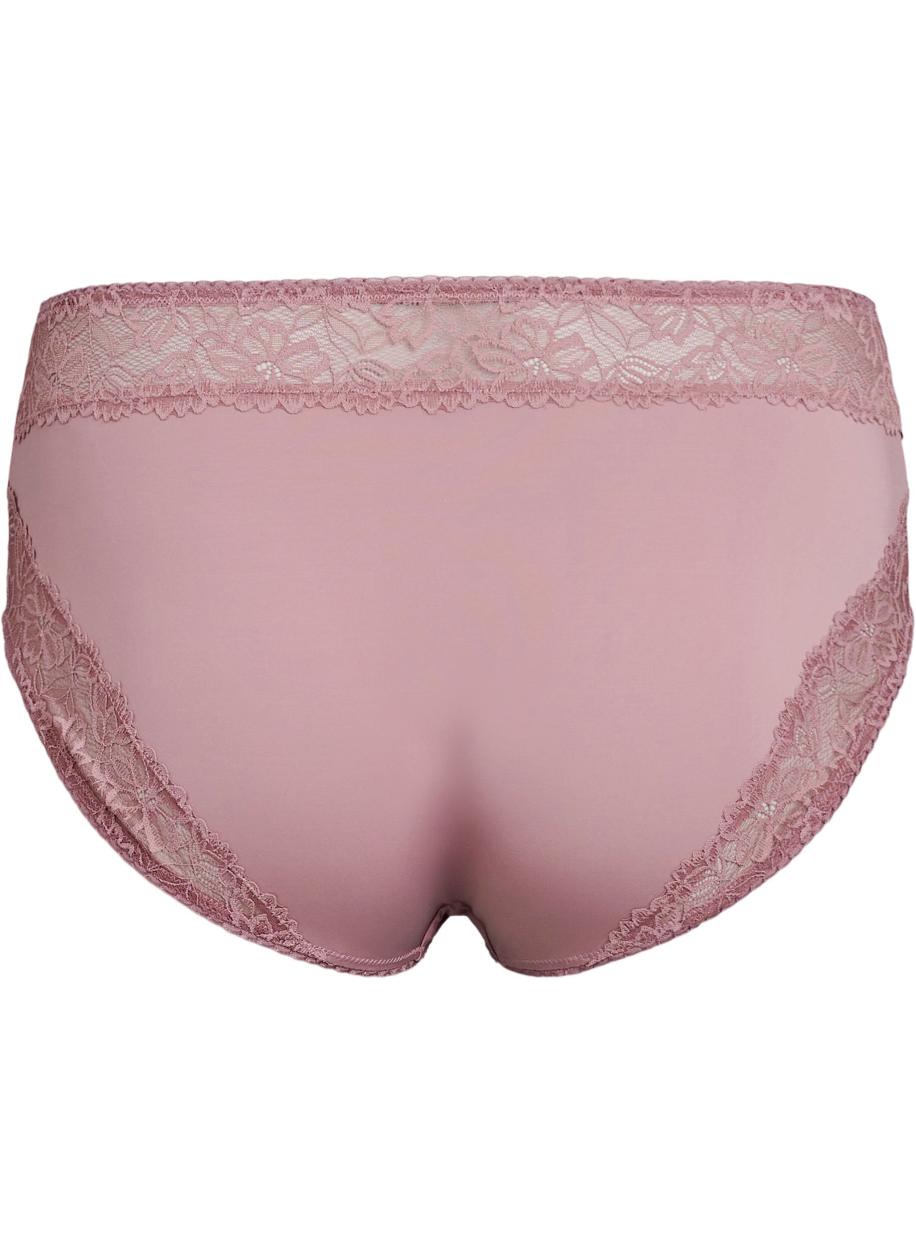 ZizziMicrofiber panties met kanten details, Roze, Packshot image number 1